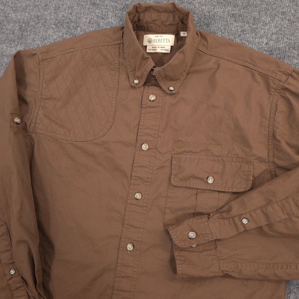 Beretta Field Shirt Mens Small Brown Mesh Vented Back Shooting Hunting Outdoor